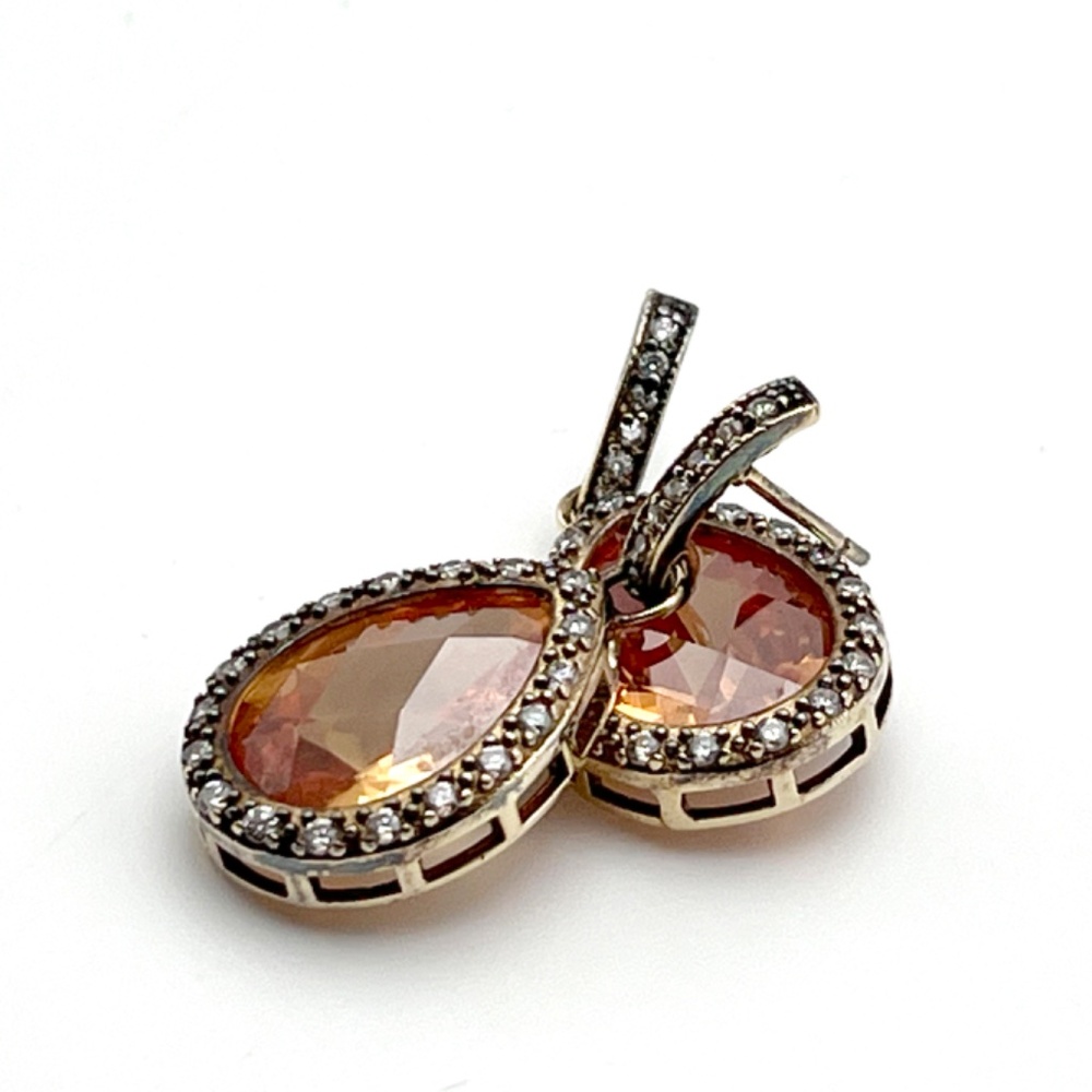 Belargo Auburn Crystal Earrings with Crystal Accents (925 FAS Sterling Silver) - Picture 2 of 4